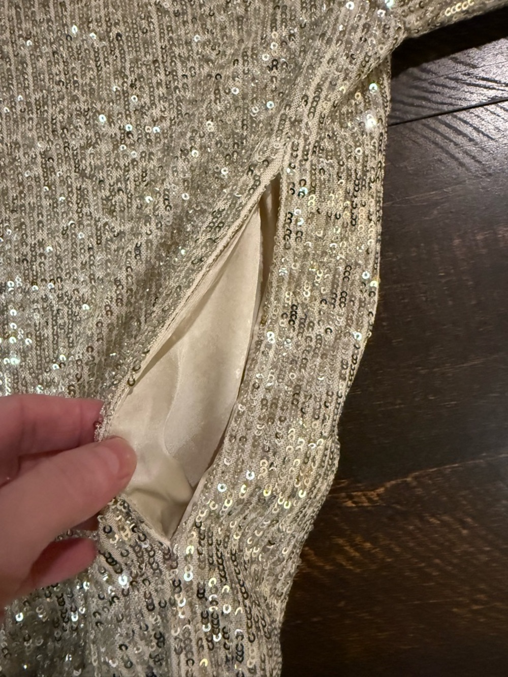 Zara Silver Sequin Bomber Jacket Champagne Zip Front L - Picture 11 of 12